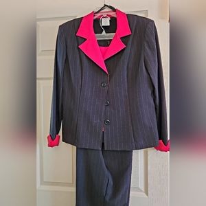 Women's Pinstripe Suit with Red Accents